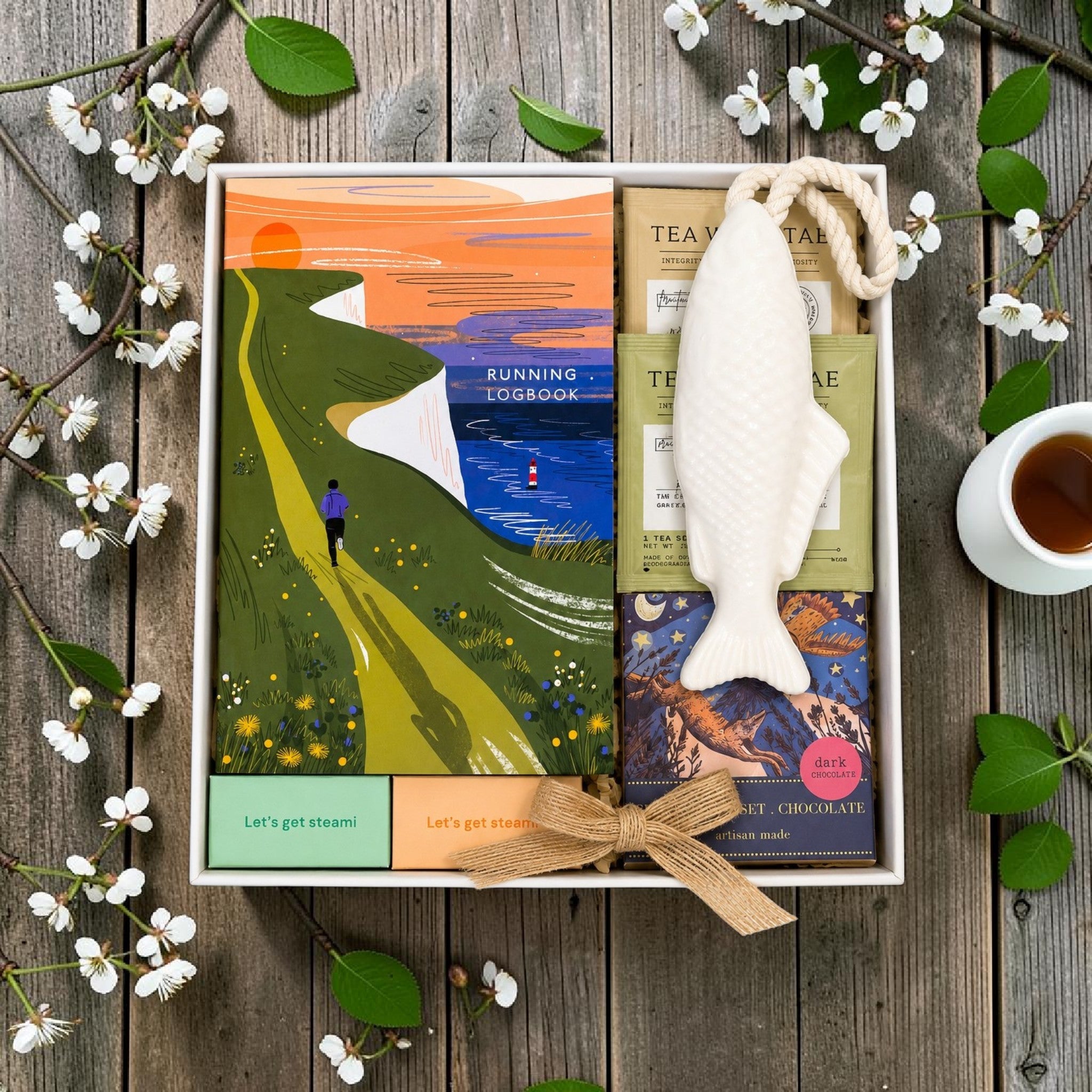 THE MISSOURI FOX TROTTER - THEMED GIFT BOX WITH RUNNING LOGBOOK, SOAP-ON-A-ROPE, DARK CHOCOLATE, TEA, SHOWER STEAMERS