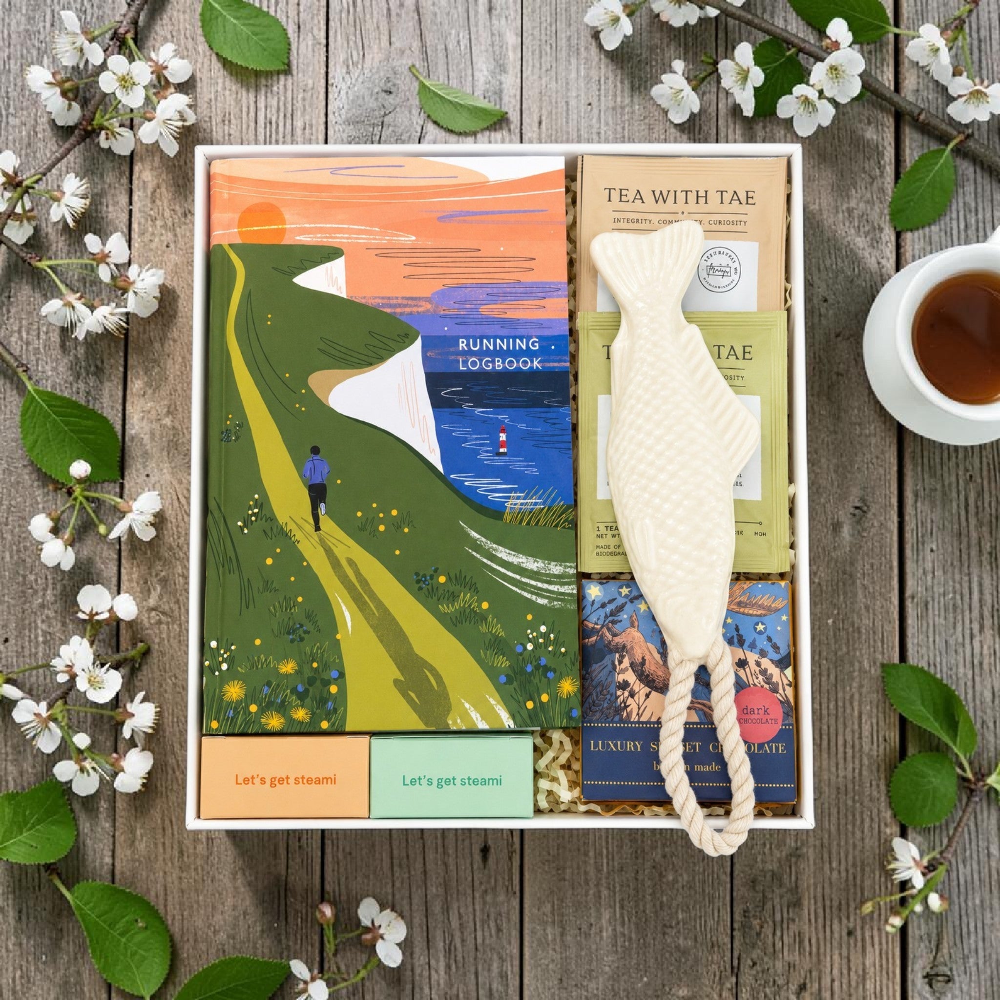 The Missouri Fox Trotter Themed Gift Box - comes with Running Logbook, Soap-On-A-Rope; Dark Chocolate, Tea, Shower Steamers