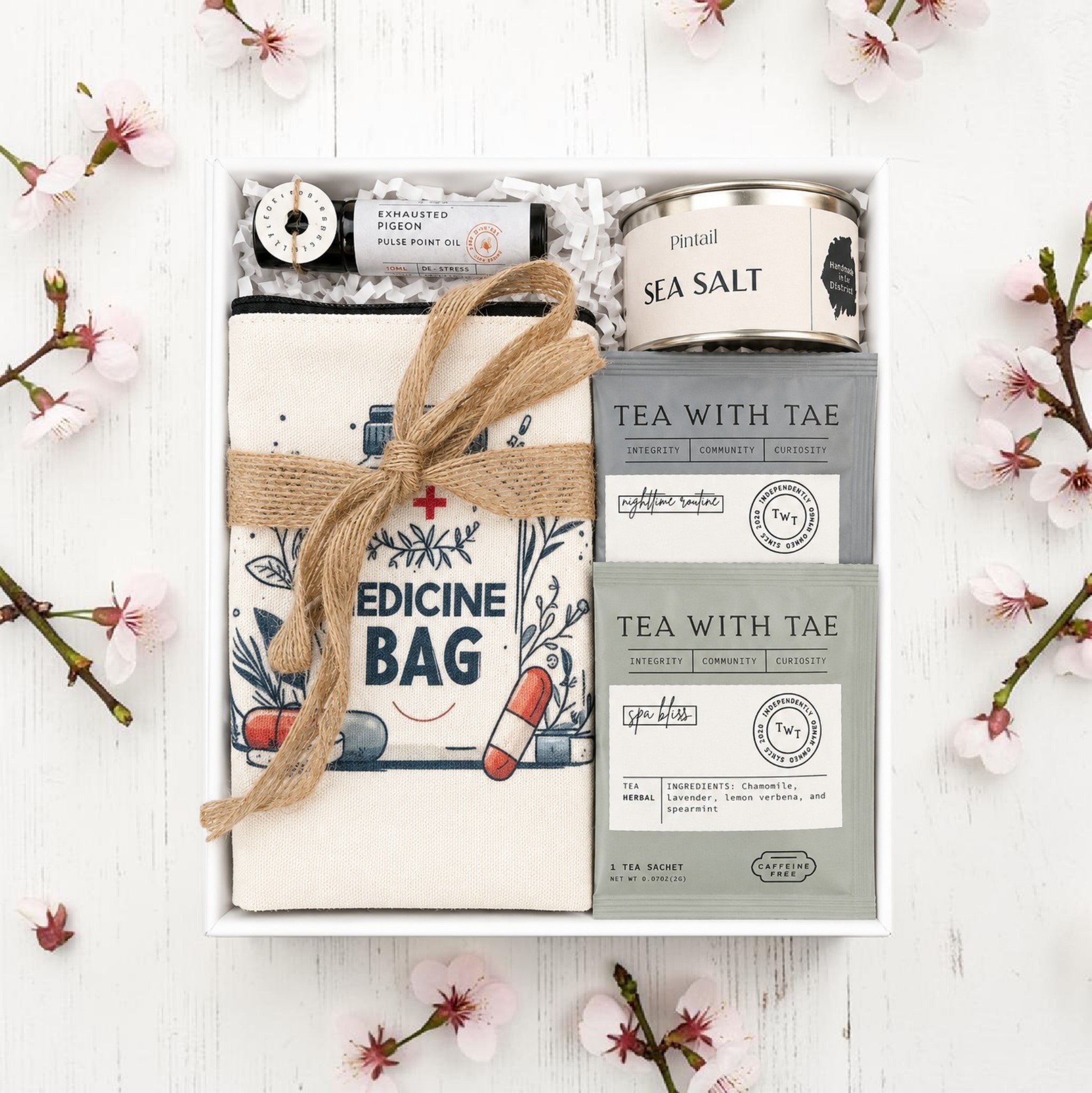 THE THOROUGHBRED GIFT BOX - Wellness Hamper with Medicine bag, Scented Candle, Calming Tea & Aromatherapy Pulse Point Oil